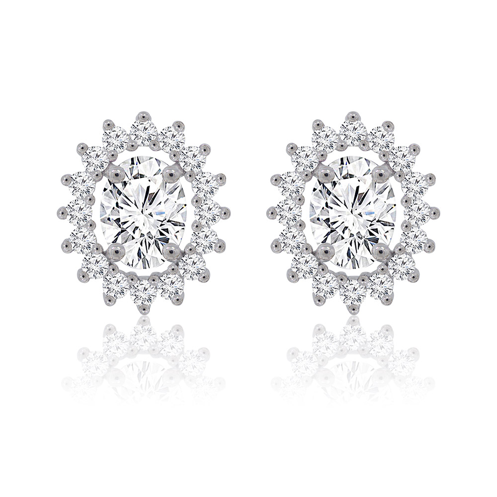 Oval Halo Stud Earrings